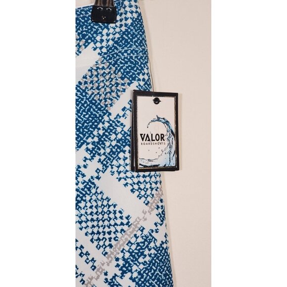 Valor Men's Size 28 Surf Board Shorts Blue Gray White Hawaiian Striped New - Picture 9 of 11